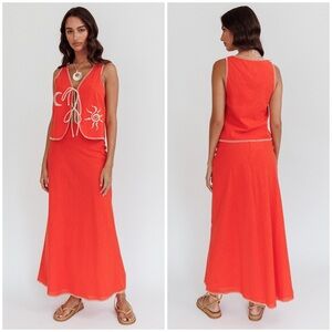 Selfie Leslie Dose of Sunshine Stitch Vest and Skirt Orange Women’s Size Large